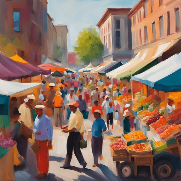 AI art new impressionism colorful market scene 1