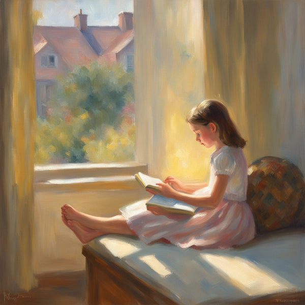 AI art new impressionism young girl reading 2