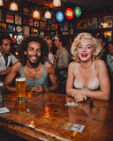 AI Art Pop Art Superstars Marilyn Monroe and Bob Marley hanging out 2
