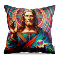 AI art da Vinci inspired Salvator Mundi - Throw Pillow