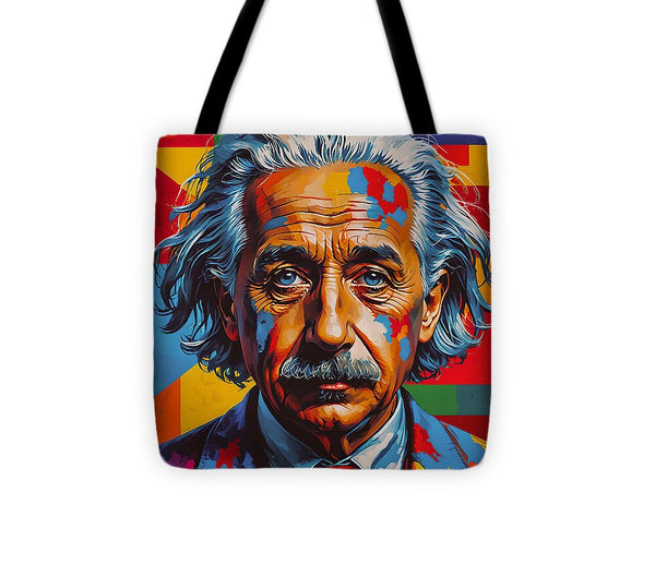 AI Art Pop Art Superstars Albert Einstein 1 - Tote Bag