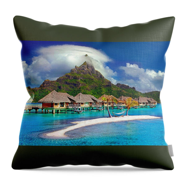 Bora Bora Island Caribbean Tahiti Polynesia - Throw Pillow