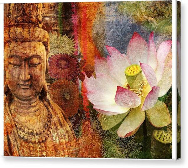 Buddha with Lotus Flower - Canvas Print