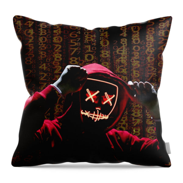 Red Matrix Matrix Matrix Code Red Hoodie Mask - Throw Pillow