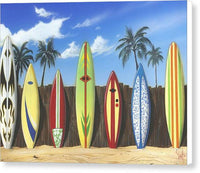 Surfboards Lining Up - Canvas Print