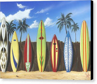 Surfboards Lining Up - Canvas Print