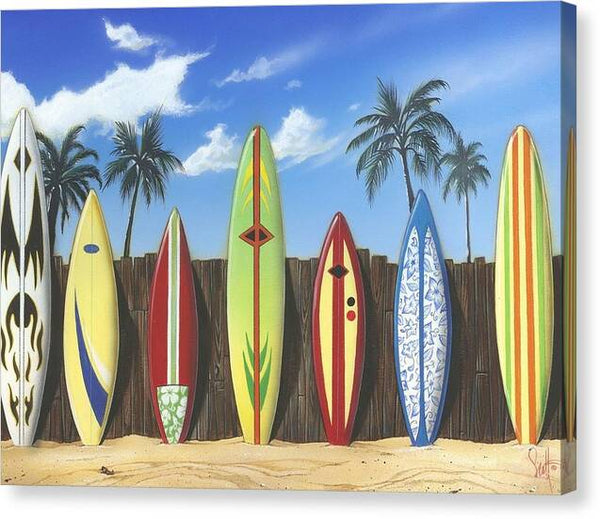 Surfboards Lining Up - Canvas Print