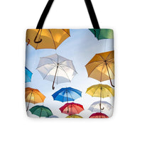 Umbrellas Colorful Hanging Hang Parasols Art - Tote Bag