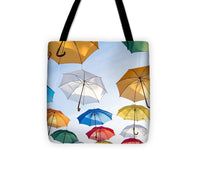 Umbrellas Colorful Hanging Hang Parasols Art - Tote Bag