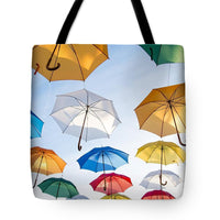 Umbrellas Colorful Hanging Hang Parasols Art - Tote Bag