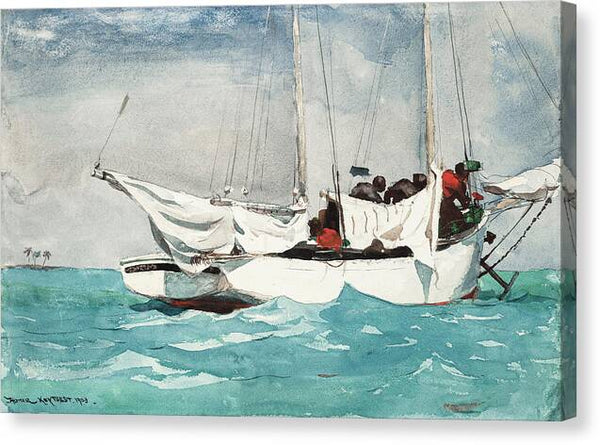 Winslow Homer Key West Hauling Anchor 1903 - Canvas Print