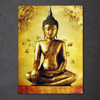 golden buddha framed art canvas painting WITH FRAME HQ Canvas Print
