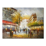 Hand Painted Abstract People Walking In the Street Oil Painting Handmade Landscape Wall Art Canvas Painting