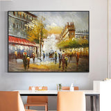 Hand Painted Abstract People Walking In the Street Oil Painting Handmade Landscape Wall Art Canvas Painting