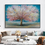 Hand Painted Abstract Pink Trees Oil Painting On Canvas Beautiful Plant Painting For (hand painted)