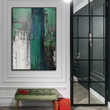 Hand Painted Contemporary Oil Painting Abstract Green and White Modern Minimalist Bedroom s (hand painted)