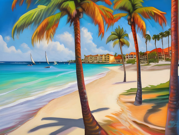AI art  colorful painting of renaissance island beach Aruba 1