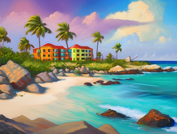 AI art  colorful painting of renaissance island beach Aruba 2