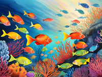 AI art a swarm of fish in a colorful coral reef 2