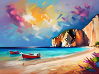 AI art colorful painting of Navagio Beach Zakynthos Greece 2