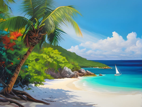 AI art colorful painting of Trunk Bay beach St John  US Virgin Islands 3
