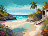 AI art colorful painting of Tulum beach Mexican Caribbean 4