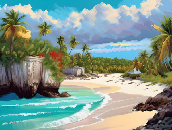 AI art colorful painting of Tulum beach Mexican Caribbean 1