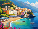 AI art colorful painting of amalfi coast beach Italy 4