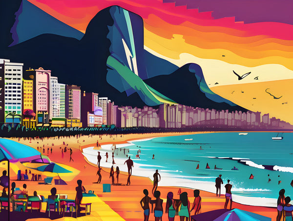 AI art colorful painting of copacabana beach Rio de Janeiro Brazil 1