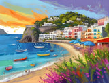 AI art colorful painting of ischia island beach Italy 2