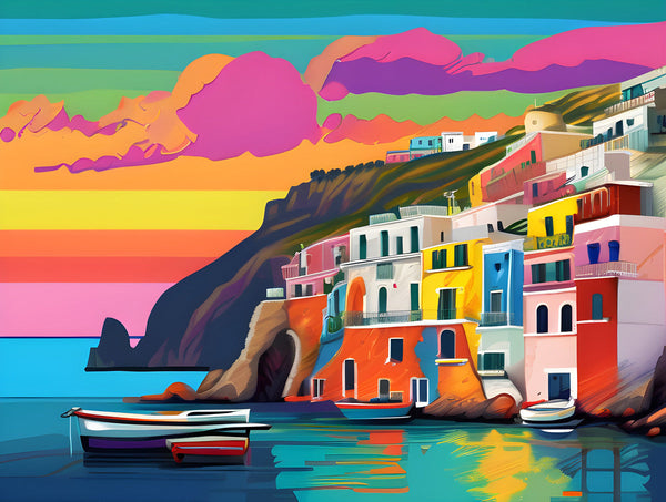AI art colorful painting of ponza island Italy 2