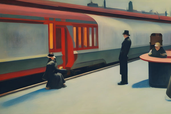 AI art famous painter inspired people waiting for a train 2