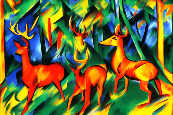 AI art franz marc inspired forest deer