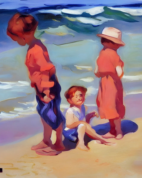 AI art sorolla inspired children at the beach 1