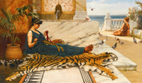 John William Godward 1889 The Tigerskin Sewing Girl