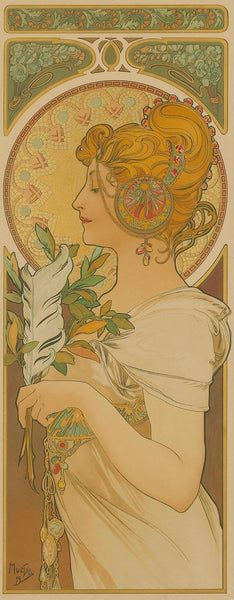 La Plume 1899 Alphonse Mucha - Stretched Canvas Ready To Hang