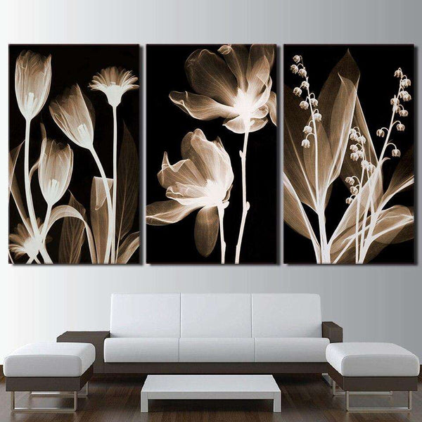 3 Panel Plants Flower Dark Canvas Painting Wall Art WITH FRAME HQ Canvas Print