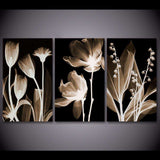 3 Panel Plants Flower Dark Canvas Painting Wall Art WITH FRAME HQ Canvas Print