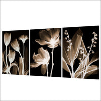 3 Panel Plants Flower Dark Canvas Painting Wall Art WITH FRAME HQ Canvas Print