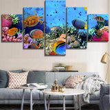5 Piece FRAME AVAILABLE Coral Reef HQ Canvas Print Painting WITH FRAME