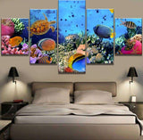 5 Piece FRAME AVAILABLE Coral Reef HQ Canvas Print Painting WITH FRAME