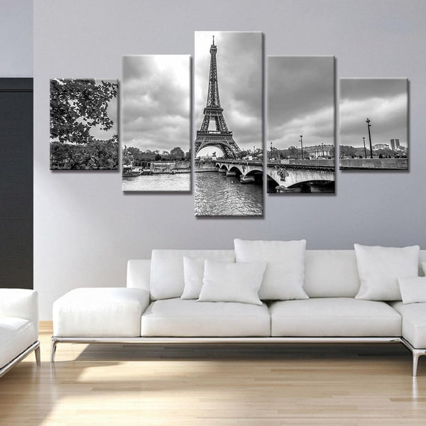 5 Panel Prints Wall Art Decorative Paris scene Picture WITH FRAME HQ Canvas Print