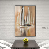 Modern Colorful Sailboat Handmade Oil Abstract Painting (hand painted)