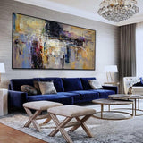 Handmade Contemporary Large Abstract Canvas Panoramic (hand painted)