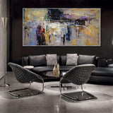 Handmade Contemporary Large Abstract Canvas Panoramic (hand painted)