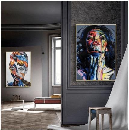 Hq Canvas Print Wall Art Abstract Woman With Frame