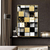Abstract Art Hand Painted Gold Abstract Oil Painting Handmade Geometric Wall Art Paintings Decoration For Living Room Home Decor