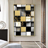 Abstract Art Hand Painted Gold Abstract Oil Painting Handmade Geometric Wall Art Paintings Decoration For Living Room Home Decor