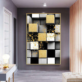 Abstract Art Hand Painted Gold Abstract Oil Painting Handmade Geometric Wall Art Paintings Decoration For Living Room Home Decor
