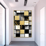 Abstract Art Hand Painted Gold Abstract Oil Painting Handmade Geometric Painting